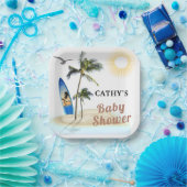 Strand Surf Baby shower 7" Vierkant papier Bord (Feest)