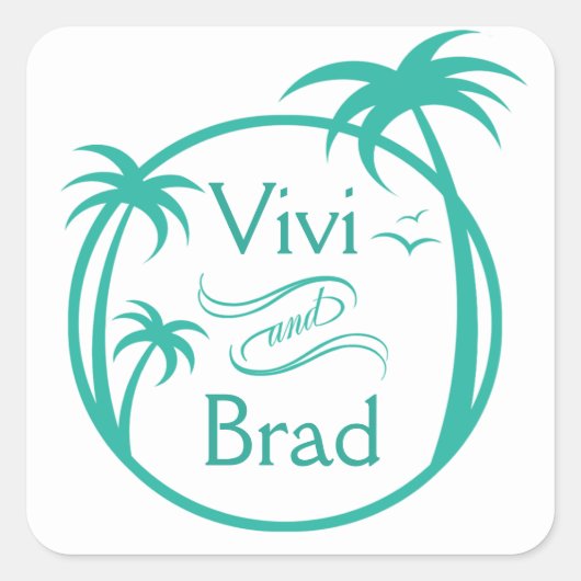 Strand Surf Logo | Aqua Vierkante Sticker (Voorkant)