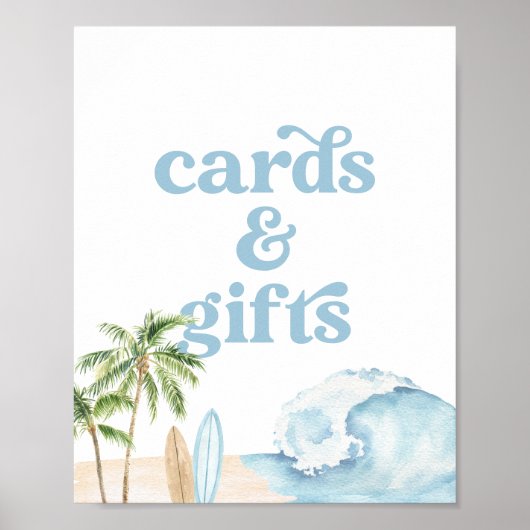 Strand Surf Verjaardagskaarten en Cadeaubordje Poster (Voorkant)