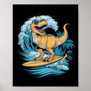 Strand surfen Dinosaur T-rex Surfer Poster