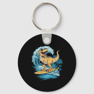 Strand surfen Dinosaur T-rex Surfer Sleutelhanger