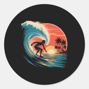 Strand Surfen Surfplank Vintage Retro Surfboarder Ronde Sticker
