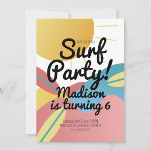 Strand Surfing Feest Zon Verjaardagsuitnodiging Kaart