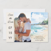 Strand thema 4 foto bruiloft save the date (Voorkant)