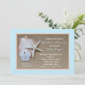 Strand thema bruids douche uitnodiging — Burlap (Staand voorkant)