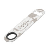 Strand Thema Bruiloft Hout Graan Speed Flessenopener (Voorkant Gekanteld)