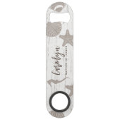 Strand Thema Bruiloft Hout Graan Speed Flessenopener (Voorkant)