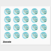 Strand thema bruiloft schildpad "dank u" ronde sticker (Vel)