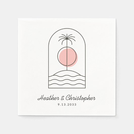 Strand thema Bruiloft servetten aangepaste kleur s (Voorkant)