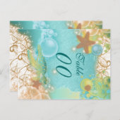 Strand thema bruiloft "tafel nummer" briefkaart (Voorkant / Achterkant)