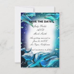 Strand Thema Dolfijn Bruiloft Save The Date Kaart