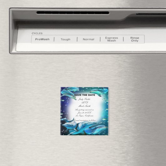 Strand Thema Dolfijn Bruiloft Save The Date Magnet Magneet (Insitu (Vaatwasser))