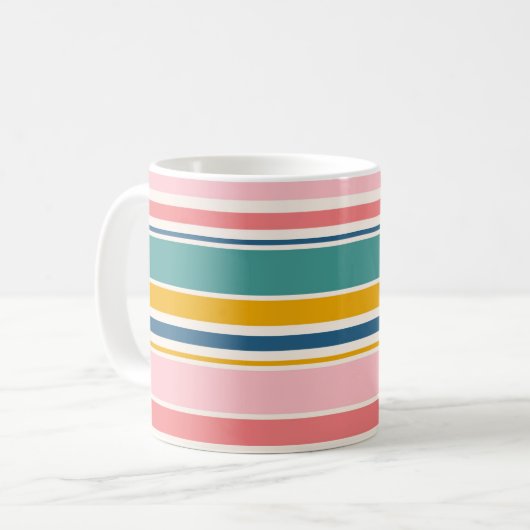 Strand thema kleur strepen | Jouw namen toevoegen Koffiemok (Voorkant links)