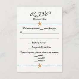 Strand thema RSVP-kaart met Starfish-accenten RSVP Kaartje