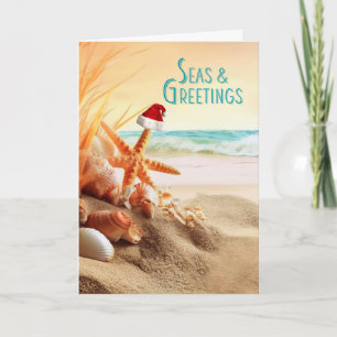 Strand Thema Seizoensgroeten Feestdagen Kaart