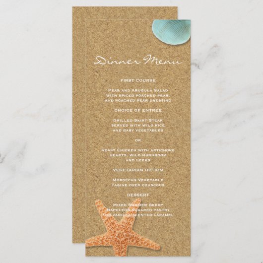 Strand thema Slim diner menu (Voorkant / Achterkant)