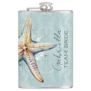 Strand thema team bruid heupfles