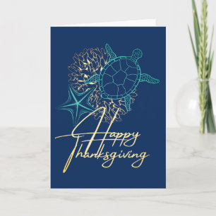 Strand Thema Thanksgiving Zeekust Vakantie Feestdagen Kaart