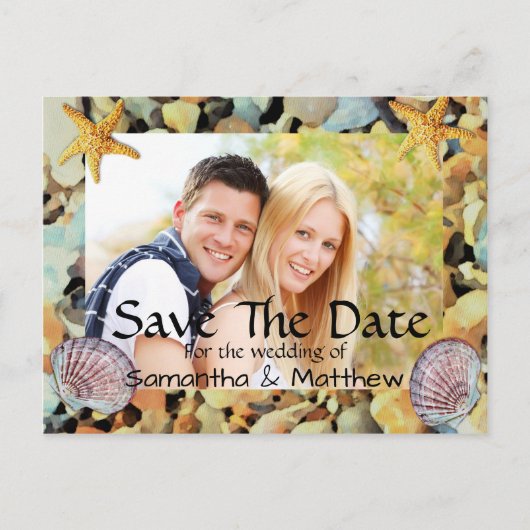 Strand Thema Trouw Save The Date Aankondigingskaart (Voorkant)