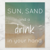 Strand Thema Wijnfles Etiketten met Quote (Enkel label)