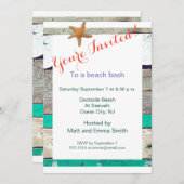 Strand thema zeesterren bruiloft rustiek kaart (Voorkant / Achterkant)