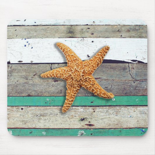Strand thema zeesterren bruiloft rustiek muismat (Voorkant)