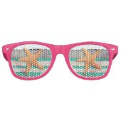 Strand thema zeesterren bruiloft rustiek retro zonnebril (Voorkant)