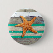 Strand thema zeesterren bruiloft rustiek ronde button 5,7 cm (Voorkant)