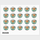 Strand thema zeesterren bruiloft rustiek ronde sticker (Vel)