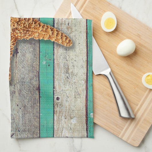 Strand thema zeesterren bruiloft rustiek theedoek (Quarter Fold)