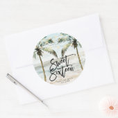 Strand Tropical Palms Sweet 16 Verjaardag sticker (Envelop)