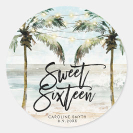 Strand Tropical Palms Sweet 16 Verjaardag sticker