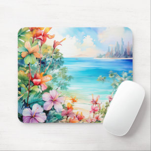 Strand Tropisch eiland Hibiscus Floral Muismat