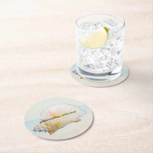 Strand Tropisch met Conch Shell Ronde Kartonnen Onderzetter (Insitu)