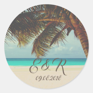 Strand Tropisch,Palmboom Ronde Sticker