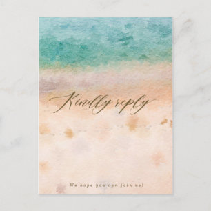 strand tropische bruiloft rsvp briefkaart