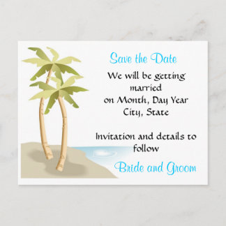 Strand / Tropische bruiloft Save the Date Briefkaa Aankondigingskaart