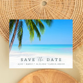 Strand Tropische Palm Bruiloft Budget Save the Dat Aankondigingskaart