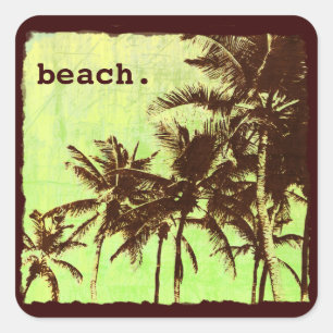 Strand - tropische palmen vierkante sticker