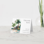 Strand Tropische Waterverf Bruiloft Bedankkaart (Voorkant)