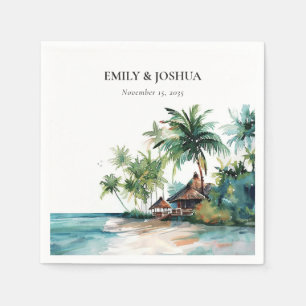 Strand Tropische Waterverf Bruiloft Servet