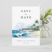 Strand Tropische Waterverf Save The Date (Staand voorkant)