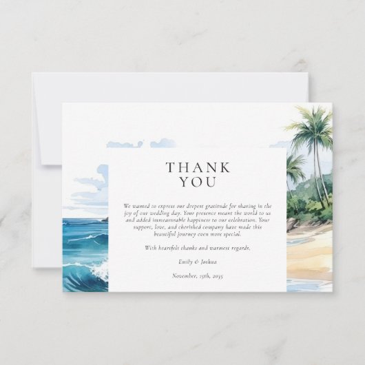 Strand Tropische zomer bruiloft Bedankkaart (Voorkant)