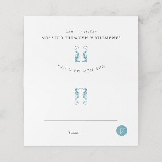 Strand Trouwplaats Kaarten met Maaltijd Keuze (Buitenkant ongevouwen)