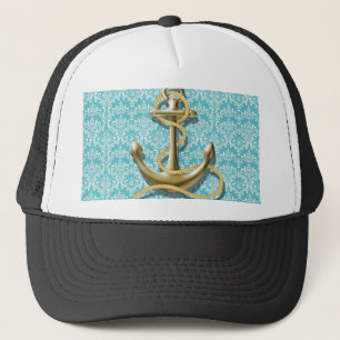 strand turquoise damask sailor nautical anchor trucker pet