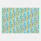 Strand turquoise en gele leuke veren patroon inpakpapier vel (Voorkant 3)