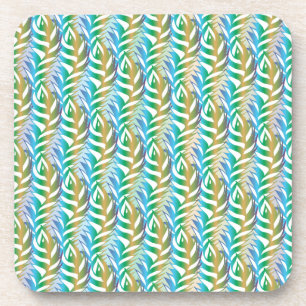 Strand turquoise leuk veerpatroon. bier onderzetter