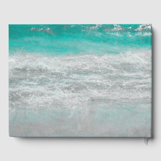 Strand Turquoise Tropische Oceaan Golven Bruiloft Gastenboek (Achterkant)