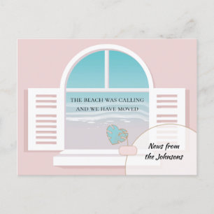 Strand Uitzicht van New Home Adreswijziging Aankondigingskaart