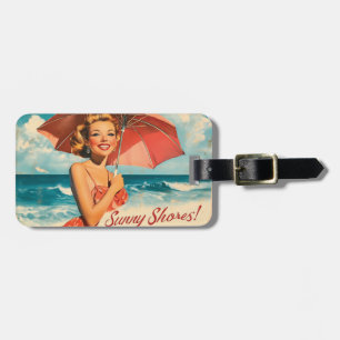 strand vakantie Poster: Blonde Pin-Up Bagagelabel